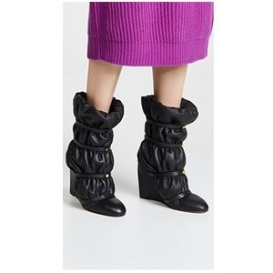 NWT $998 Stuart Weitzman Black Fleece Lined The Duvet Studded Booties RARE